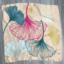 Silk Scarf Pink Square Floral Abstract Print Lightweight Bandana Satin H... - $23.10