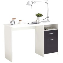 FMD Desk with 1 Drawer 123x50x76.5 cm White and Black - £95.07 GBP
