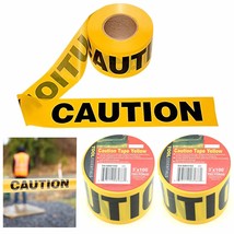 2 Rolls Safety Caution Tape 3&quot; X 100Ft Yellow Hazard Weatherproof Danger... - $20.99
