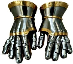 Medieval Steel Knight Gloves Functional Gauntlet Halloween Antique Armor LARP - £133.95 GBP