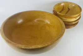 5 MCM Occupied Japan Wood Round Salad Popcorn Serving Bowls Set 1945 -19... - $28.37