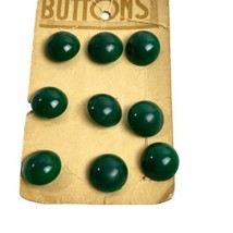 Vintage New Lot of 9 on Card Green 1950&#39;s Replacement Buttons .60&quot; diameter - $9.85