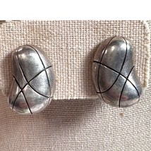 Vintage Kidney Bean Modernist Sterling Silver Clip On Earrings Signed MC... - $69.99