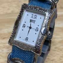 VTG West Unisex Ornate Picture Frame Style Silver Analog Quartz Watch~New Batter - £14.71 GBP