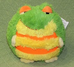 Mush A Belly Chatter Frog Plush Green Yellow Orange Stripes 7" Jay At Play Works - $12.60