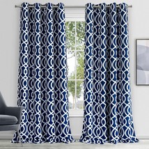 84&quot; Navy Blue Trellis Black Out Window Curtain Panel - $69.49