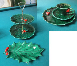 JAMAR CHRISTMAS POTTERY  MALLORY STUDIO HOLIDAY CUPS SAUCER PLATES TRAY ... - £28.48 GBP+