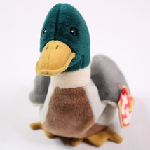 Retired Ty Beanie Baby Jake The Mallard Drake Duck 1997 Plush Toy With T... - £6.38 GBP