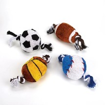 Plush and Rope 8&quot; Dog Toy Sports Ball Squeaker Choose Your Favorite or S... - $11.30+