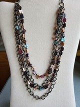 Vintage 4-Strand Shell and Chain Necklace, Adj. to 22 Inches - $10.95