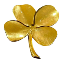Four Leaf Clover Gold Tone Metal Lucky Irish Shamrock Paperweight Gerity Vintage - £6.93 GBP