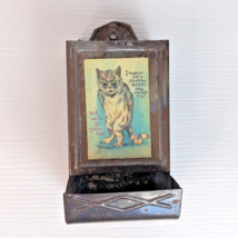 vintage tin match box safe box holder Louis wain cat large eyes image va... - £38.91 GBP