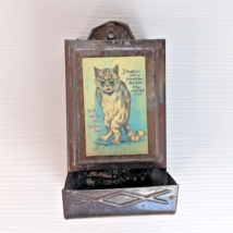 vintage tin match box safe box holder Louis wain cat large eyes image va... - £39.34 GBP