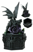 Gothic Dragon Beauty Jewelry Box Figurine By Anne Stokes Purple Royalty Rose - £31.59 GBP
