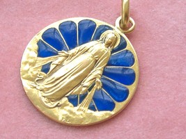 Antique PLIQUE-A-JOUR Virgin Mother Mary Queen Of Heaven 18K Pendant 1910 Dropsy - £1,056.24 GBP