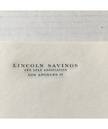 Vintage Lincoln savings and loan association bank president stationery p... - $19.75