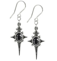 Alchemy Gothic Sterne Leben Earrings Black Crystal Cross Star Dangling E... - $25.95