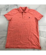 American Eagle Polo Shirt Mens Medium Pink Salmon Heather Classic Fit Co... - £10.46 GBP