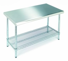 Stainless Steel Kitchen Island Prep Table 2 Tier Storage Pro Workstation... - £340.11 GBP