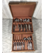 88 Piece Tradition Gentle Rose USA Made Stainless Steel Flatware Set Sea... - $74.25