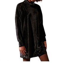 Urban Outfitters Womens Evie Dress Velvet Long Sleeve Turtleneck Mini Black M - £11.54 GBP