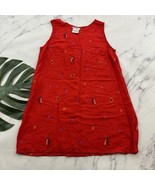 R&amp;K Womens Vintage 90s Mini Dress Size 14 Red Floral People Print Shift ... - $32.66
