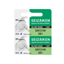 Seizaiken 361 SR721W 1.55V 0%Hg Silver Oxide Watch Battery (2 Batteries) - $4.30
