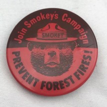 Smokey Bear Prevent Forest Fires Pin Button Pinback Vintage Rusty Back - £7.93 GBP