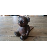 Antique Hand Carved Wood Teddy Bear Door Stop Doorstop 7.75&quot; - £88.83 GBP