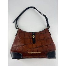 Dooney &amp; Bourke Denison Hobo Purse Bag Brown Black Crocodile Leather Des... - £119.50 GBP