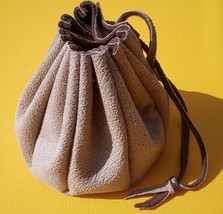 Beige Pouch 13cm, Fabric Pocket for Coins Money Keys Small Things, Handmade - $17.00