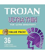 Trojan Ultra Thin Condoms For Ultra Sensitivity, 36 Count, 1 Pack - £25.58 GBP