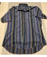 VTG Wrangler Pearl Snap Shirt Amber Snaps Striped Short Sleeve Men’s L/XL - $20.00