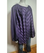 Liz Claiborne Purple Black Striped Dress Shirt Round Neck Long Sleeve Si... - $299.56 MXN