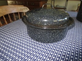 Vtg. Speckled ENAMELWARE/GRANITEWARE Roaster w/LID - 10&quot; X 3-1/2&quot; Deep - £9.59 GBP