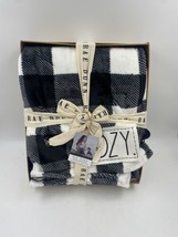 Rae Dunn Black And White Check COZY Blanket Boxed 50”x70”  New - £19.94 GBP