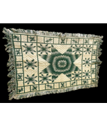 Green White Rug Scatter Dhurrie Star Quilt Pattern Amish Country Look 22... - $74.44