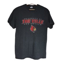 University Of Louisville Cardinals T Shirt The Villa Gray 50/50 Size M tee - £10.19 GBP