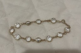 Swarovski Endless Bezel Clear Stone Bracelet Gold Tone 8.5” - $18.69