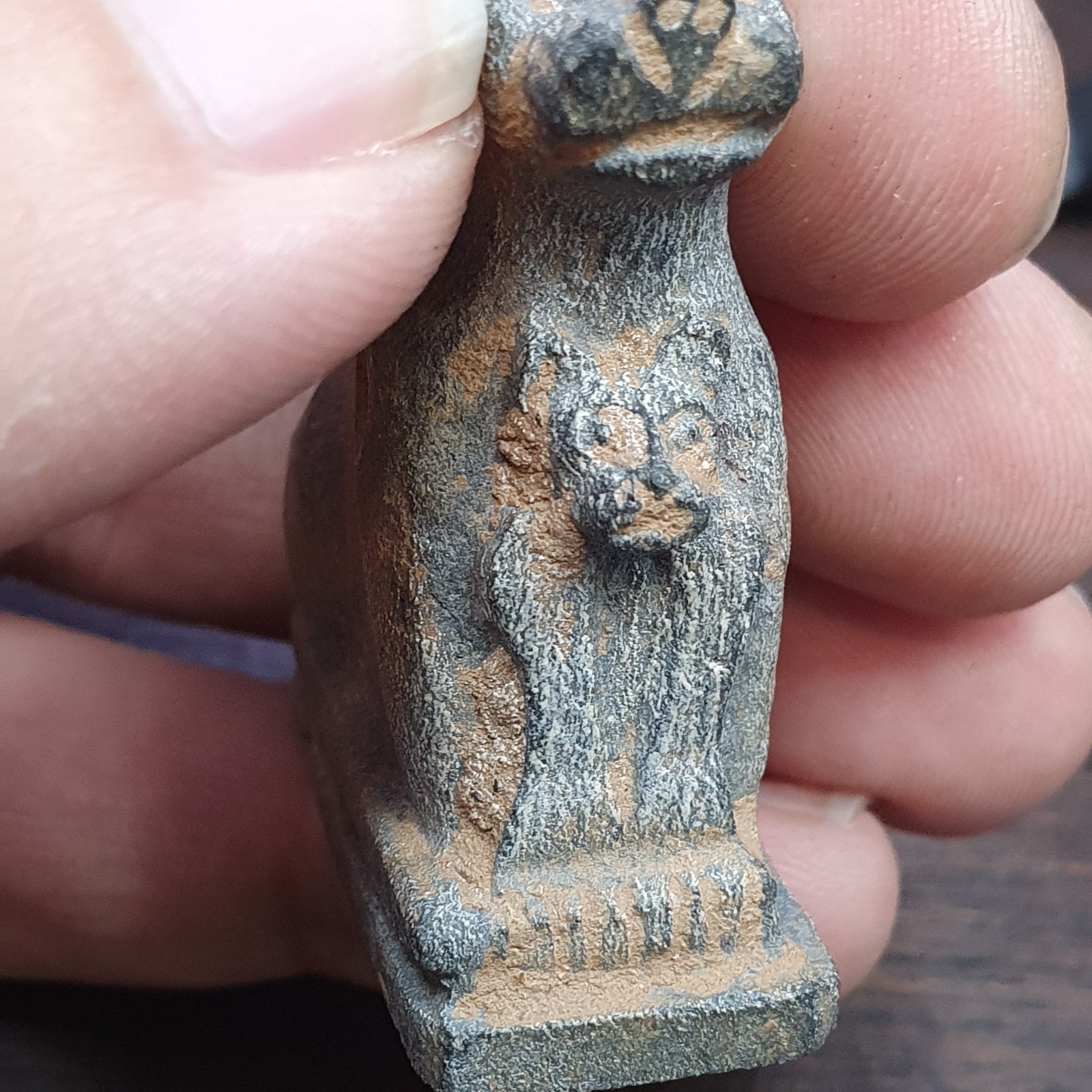 Antica statuetta animale in pietra gatti misteriosi animali perline amuleto Item image 6