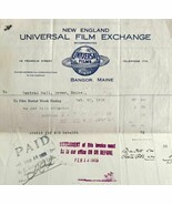 Universal Films Exchange 1915 WW2 Era Invoice Center Theater Maine DWEE3... - $54.84 CAD