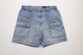 Vintage 90s Eddie Bauer Mens 38 Thrashed Field Denim Jean Cargo Shorts Jorts - £35.58 GBP