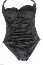 NWT La Blanca Black Twist Ruched Halter One Piece Balconette Swim Suit 6 $136 - £41.24 GBP