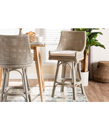 Saverio Swivel Rattan Bar Stool with Cushion - $421.00