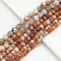 Orange Brown Agate Round Smooth Beads, Sku#U1745 - $8.00+