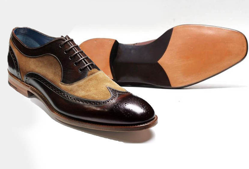 New handmade Dark Brown Wing Toe Brogue Oxford Shoes Men Lace up Leather Dress S