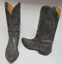 VINTAGE Nocona Distressed Men&#39;s Gray Leather Cowboy Western Boots USA 10 D - £70.48 GBP