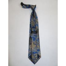 Men's 100% Silk Necktie By Bruno Piattelli Paisley Floral Fancy BP21 Blue Gold image 3