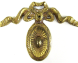 Antique French Brass Doré Medallion Ribbon Ornamentation 4.25&quot; Tall    - $68.31