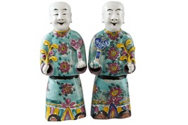 Pr Antique Chinese Famille rose Monk Figures - £661.71 GBP